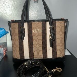 Coach Mollie Tote 25, Brown Signature Jacquard